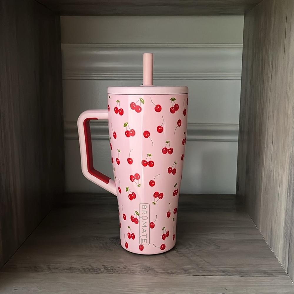 Brumate Cherry Era 30oz + Matching Straw Covers - Picture 2 of 5